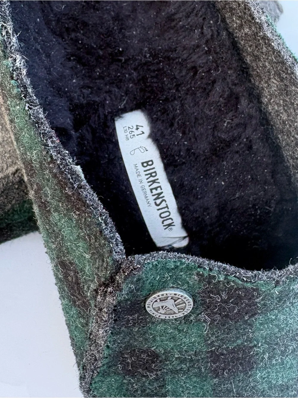 Birkenstock Zermatt Plaid Green Shearling Clogs Slipper Size 41 Regular Wide Fit